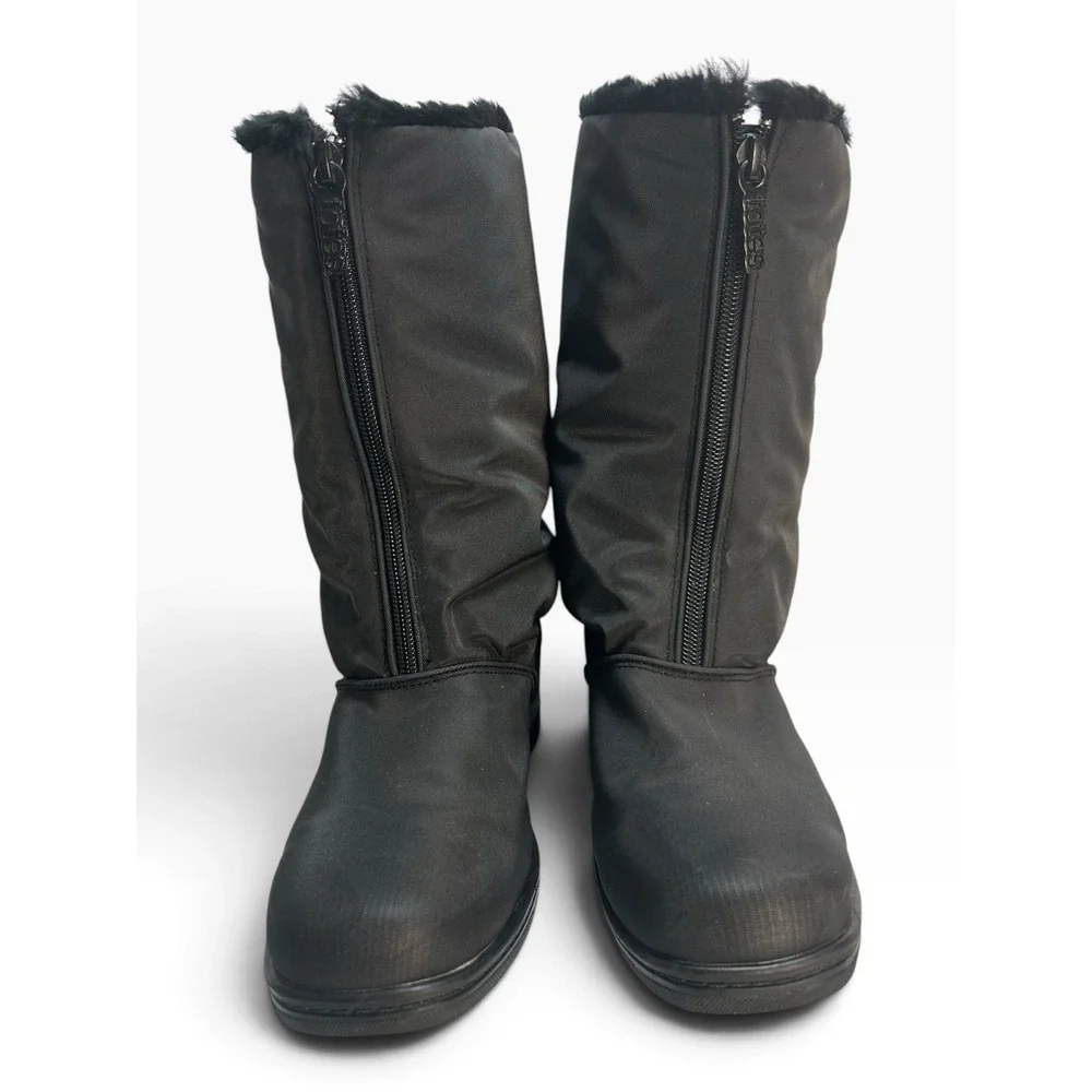 Totes Snowflake Accent Mid-Calf Winter Cold Weather Boots Black Womens Size 7